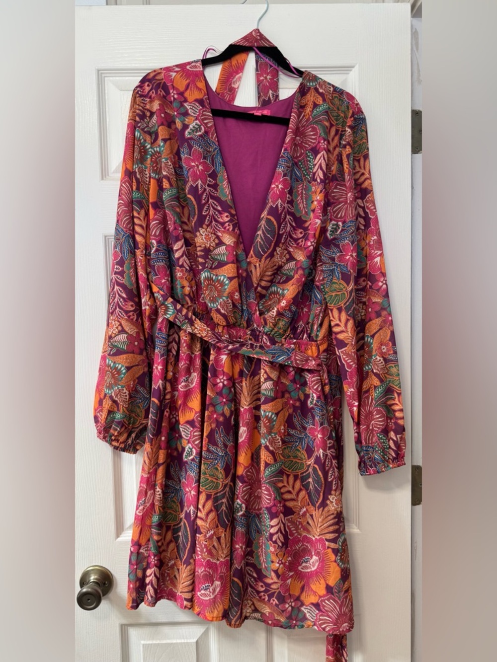 Flying Tomato Plum Floral Midi Dress with Multicolor Print